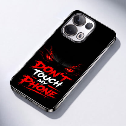 Oppo Reno 13 Pro 5G Don't Touch My Phone Black Printed Frameless Back Case