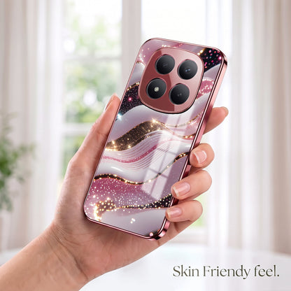 Redmi Note 15 Pro+ 5G Midnight Pearl Wave Pink Electroplated Glass Phone Back Case