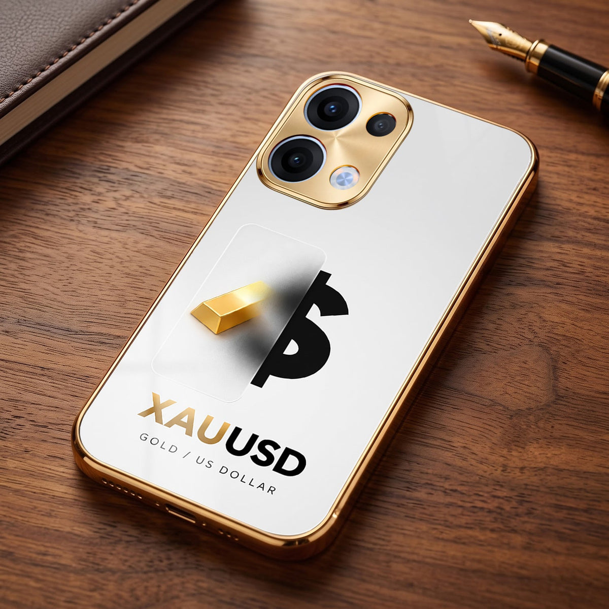 Oppo Reno 13 5G Luxury XAU/USD Gold Electroplated Glass Phone Back Case