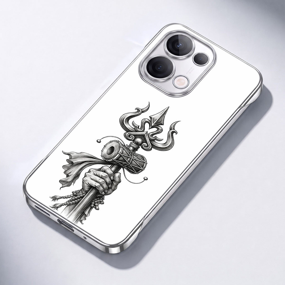 Oppo Reno 13 5G Trisul White Printed  Frameless Back Case