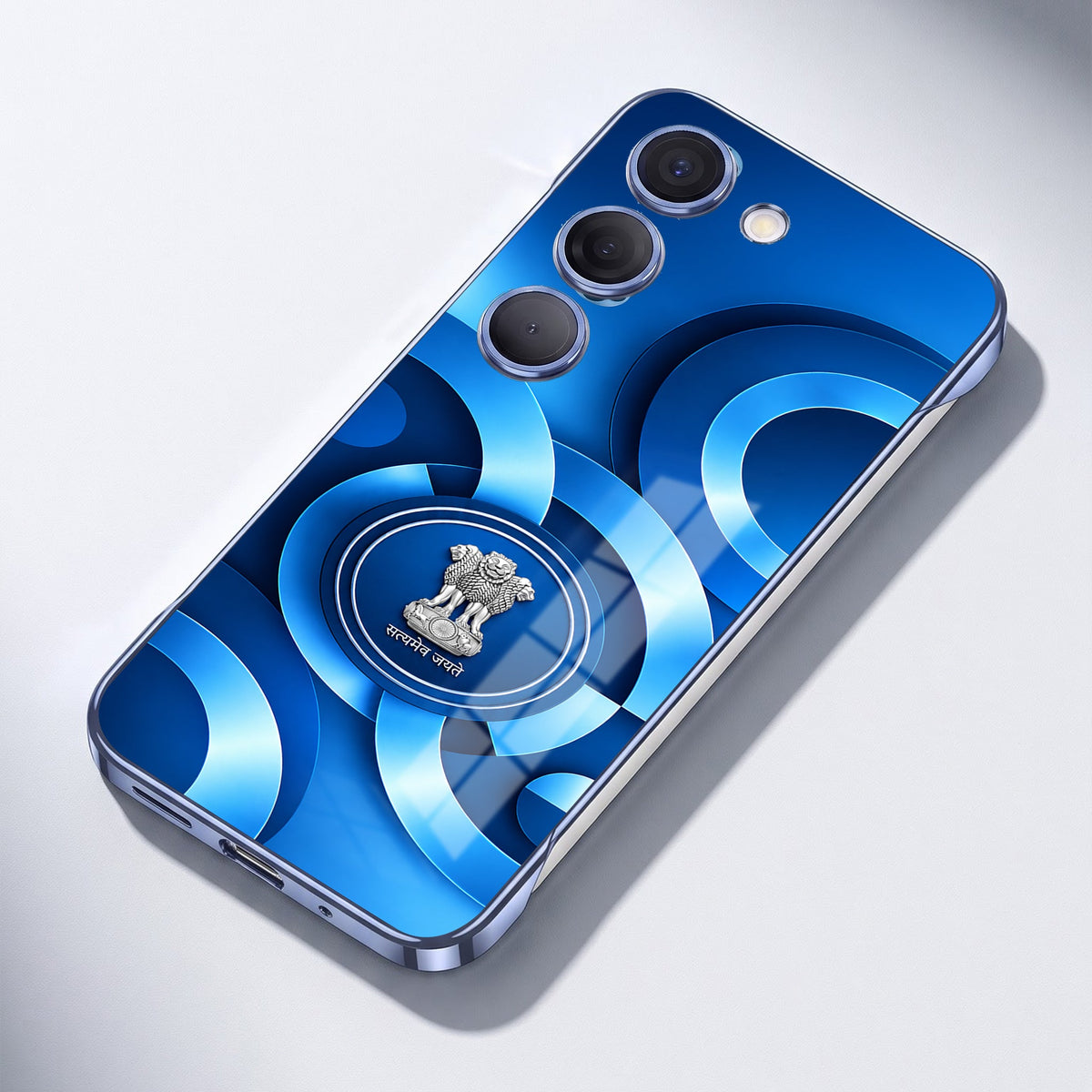 Samsung Galaxy S23+ 5G My Emblem Blue Printed  Frameless Back Case