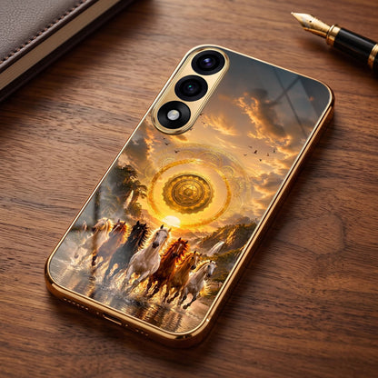 Oneplus Nord 5 5G Celestial Seven Horses Gold Electroplated Glass Phone Back Case