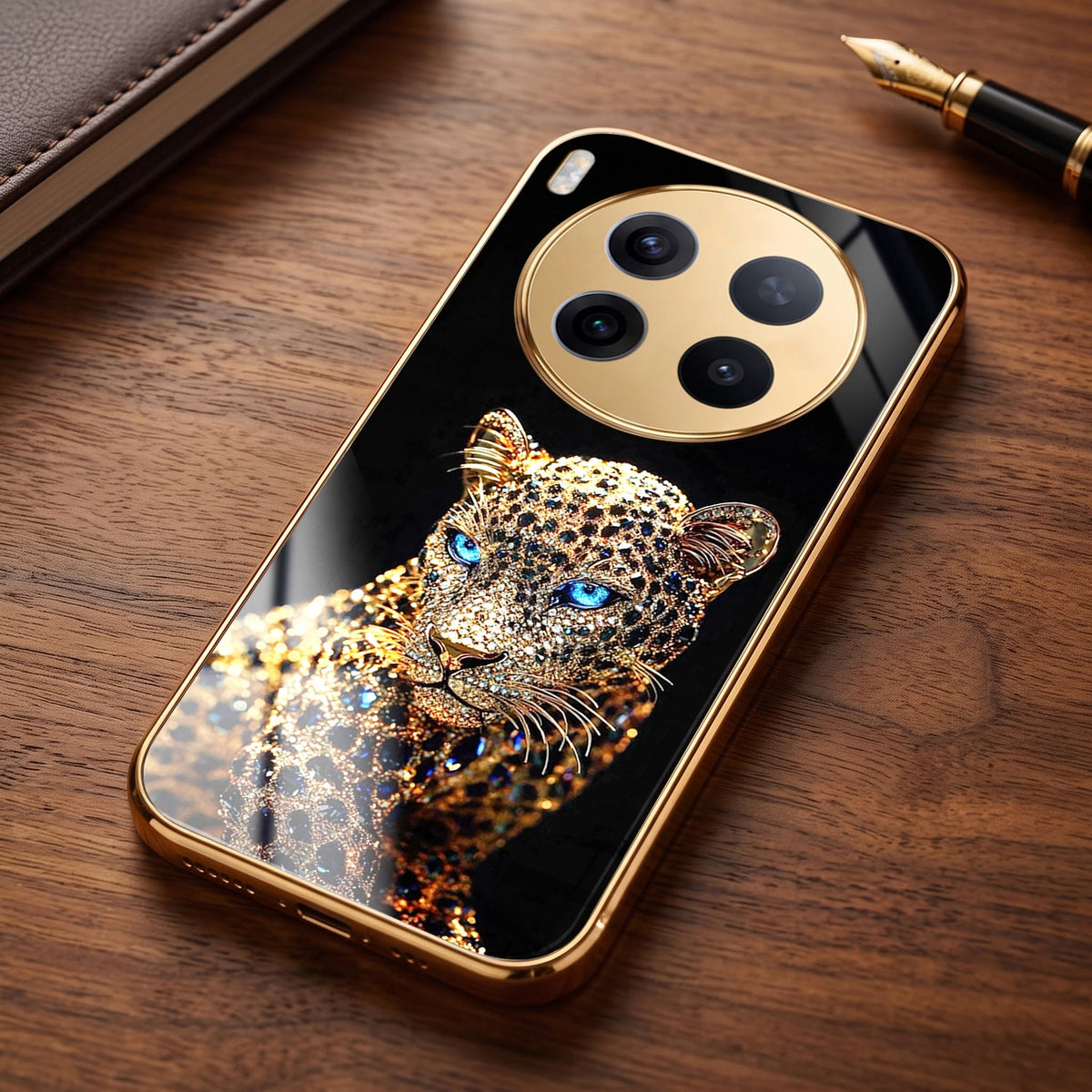 Vivo X300 Pro 5G Panther Gold Electroplated Glass Phone Back Case