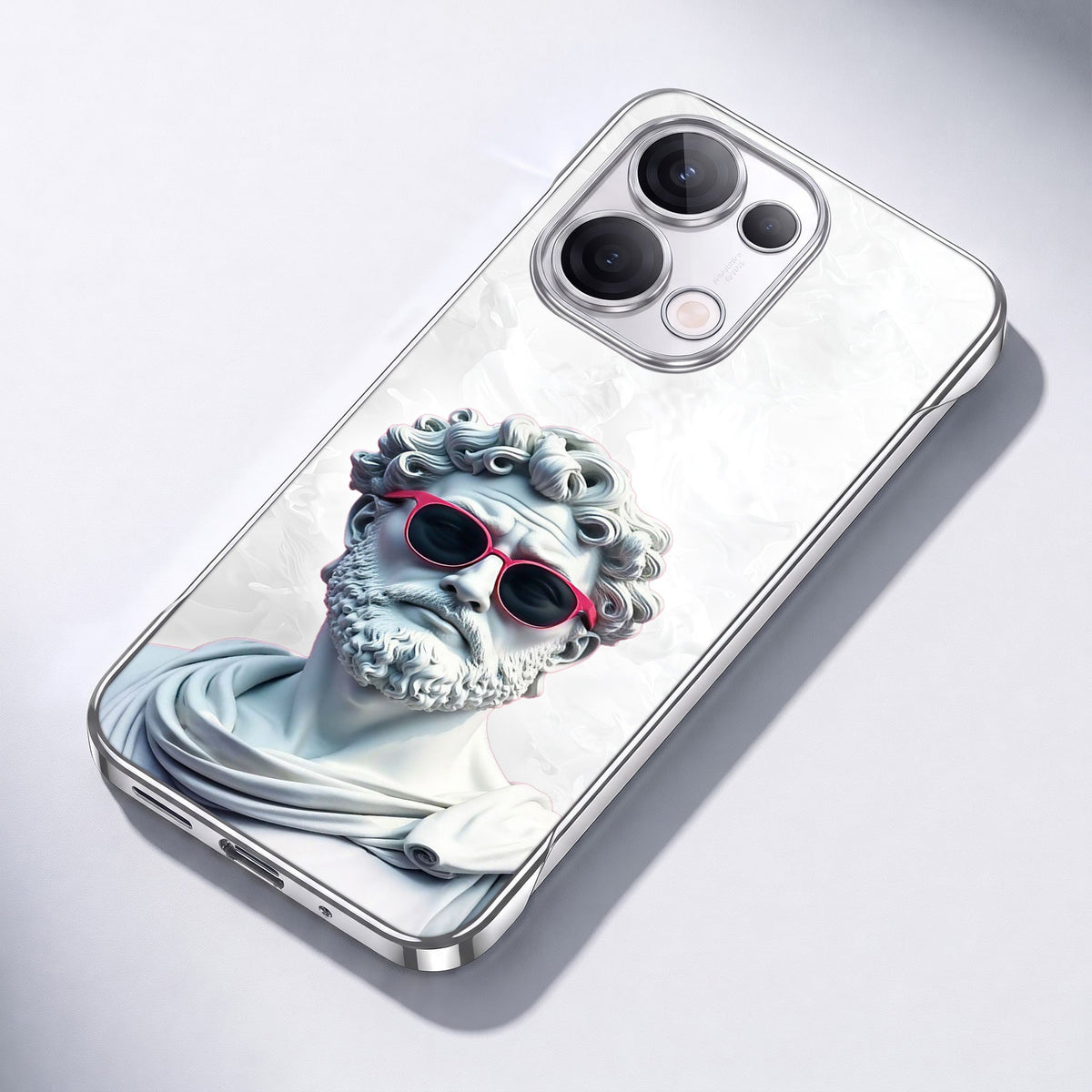 Oppo Reno 13 5G Mythic Aura White Printed  Frameless Back Case