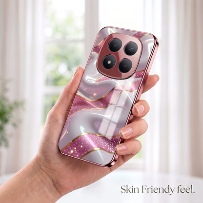 Redmi Note 15 Pro+ 5G Pearl Marble Pink Electroplated Glass Phone Back Case