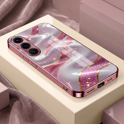 Samsung Galaxy A36 5G Pearl Marble Pink Electroplated Glass Phone Back Case