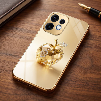 Oppo Reno 16 5G Golden Apple Gold Electroplated Glass Phone Back Case