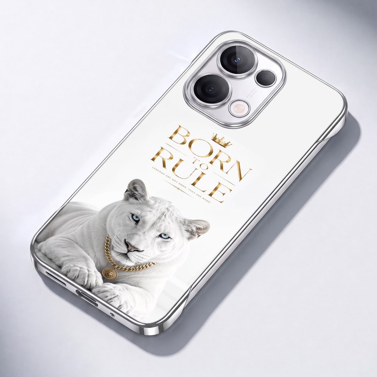 Oppo Reno 13 5G Born To Rule White Printed  Frameless Back Case