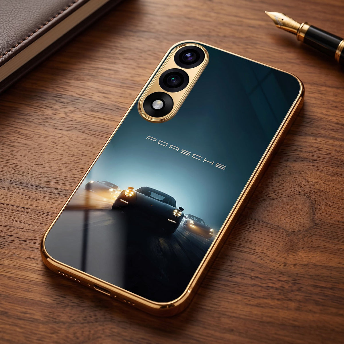 Oneplus Nord 5 5G Porsche Luxury Gold Electroplated Glass Phone Back Case