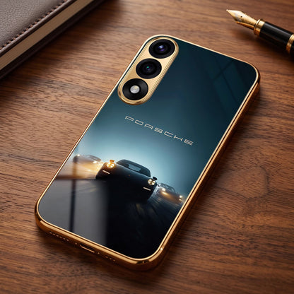 Oneplus Nord 5 5G Porsche Luxury Gold Electroplated Glass Phone Back Case