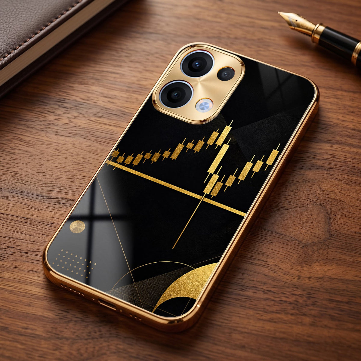 Oppo Reno 13 5G Trading Candles Gold Electroplated Glass Phone Back Case