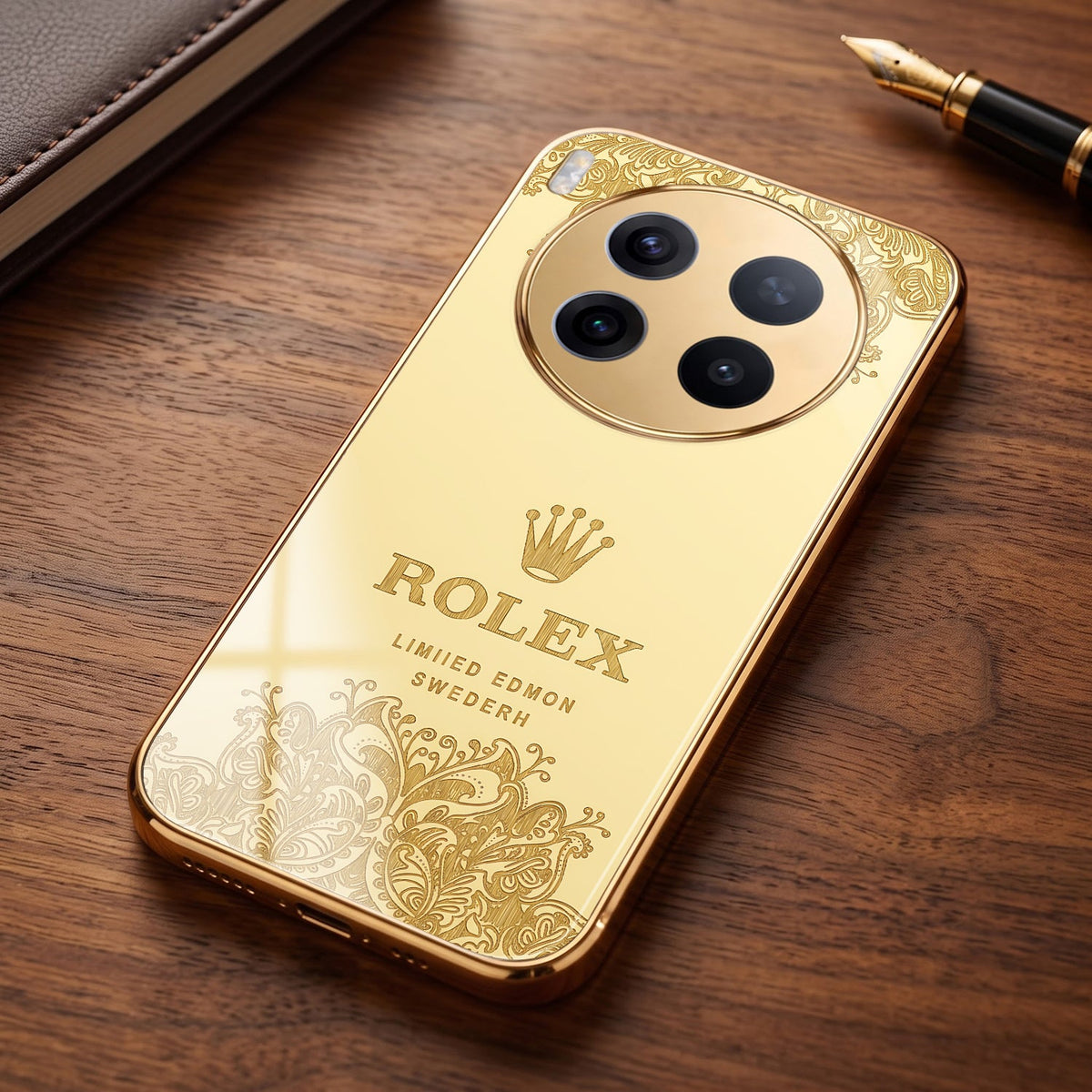 Vivo X300 Pro 5G Rolex Crown Gold Electroplated Glass Phone Back Case