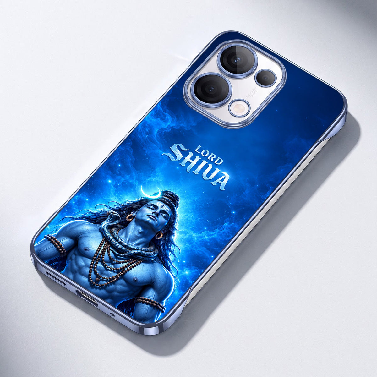 Oppo Reno 13 5G Lord Shiva Blue Printed  Frameless Back Case