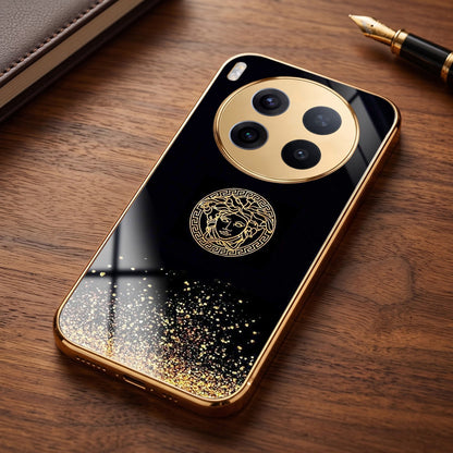Vivo X300 Pro 5G Medusa Head Gold Electroplated Glass Phone Back Case