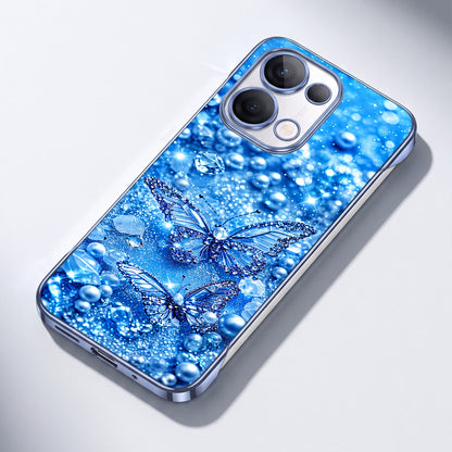 Oppo Reno 13 5G Butterfly Blue Printed  Frameless Back Case