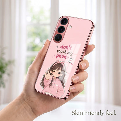 Samsung Galaxy A36 5G Luxury Anime Girl Pink Electroplated Glass Phone Back Case