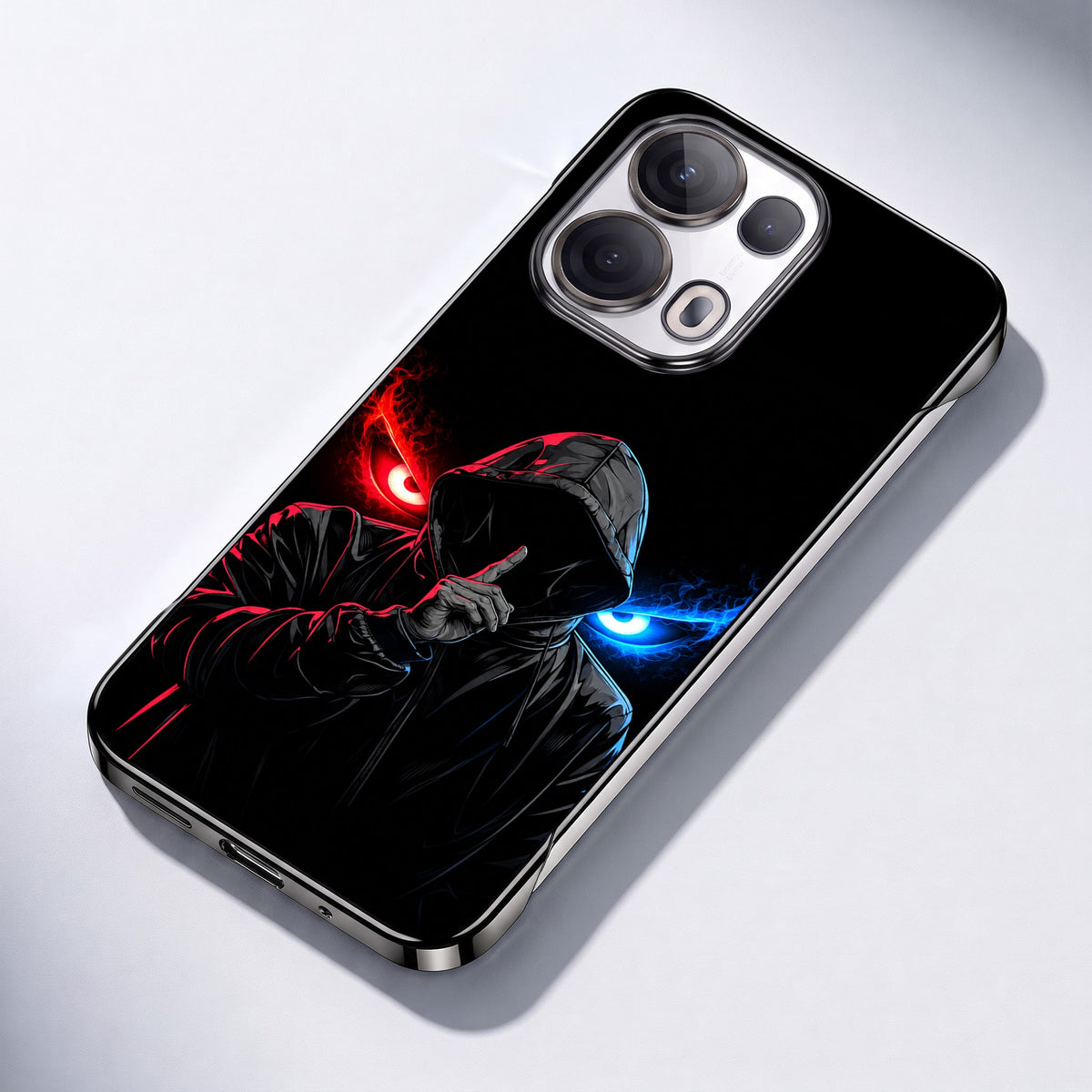 Oppo Reno 13 Pro 5G Hooded Shadow Black Printed  Frameless Back Case