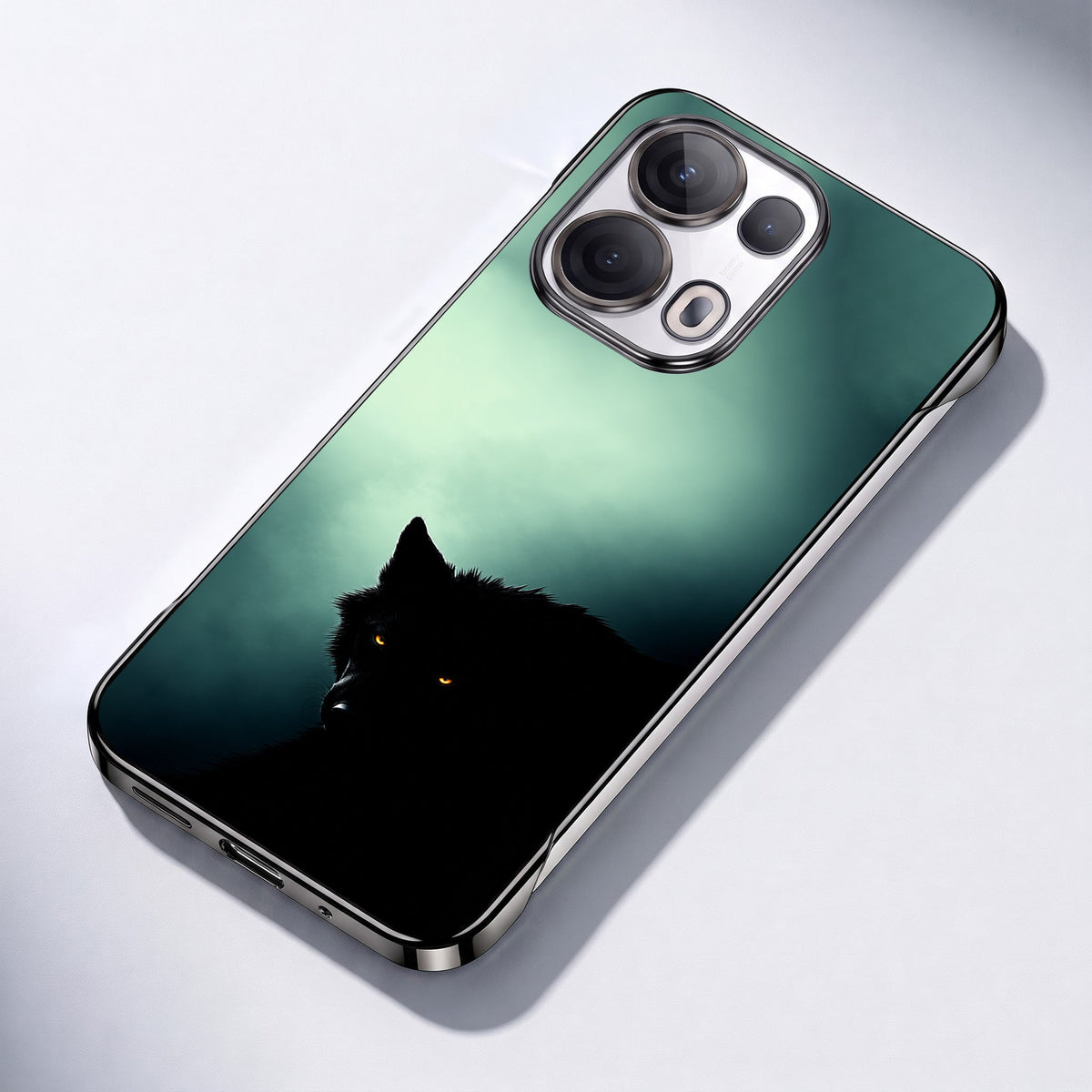 Oppo Reno 13 Pro 5G Wild Wolf Black Printed  Frameless Back Case