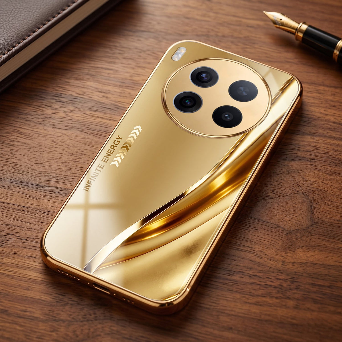 Vivo X300 Pro 5G Luxury Infinity Energy Gold Electroplated Glass Phone Case