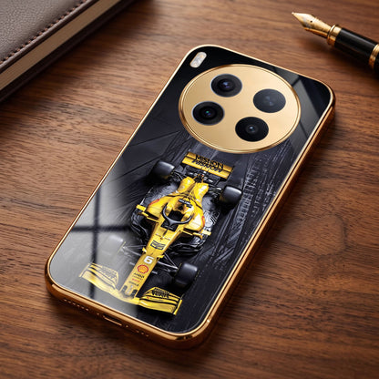 Vivo X300 Pro 5G F1 Racing Car Gold Electroplated Glass Phone Back Case