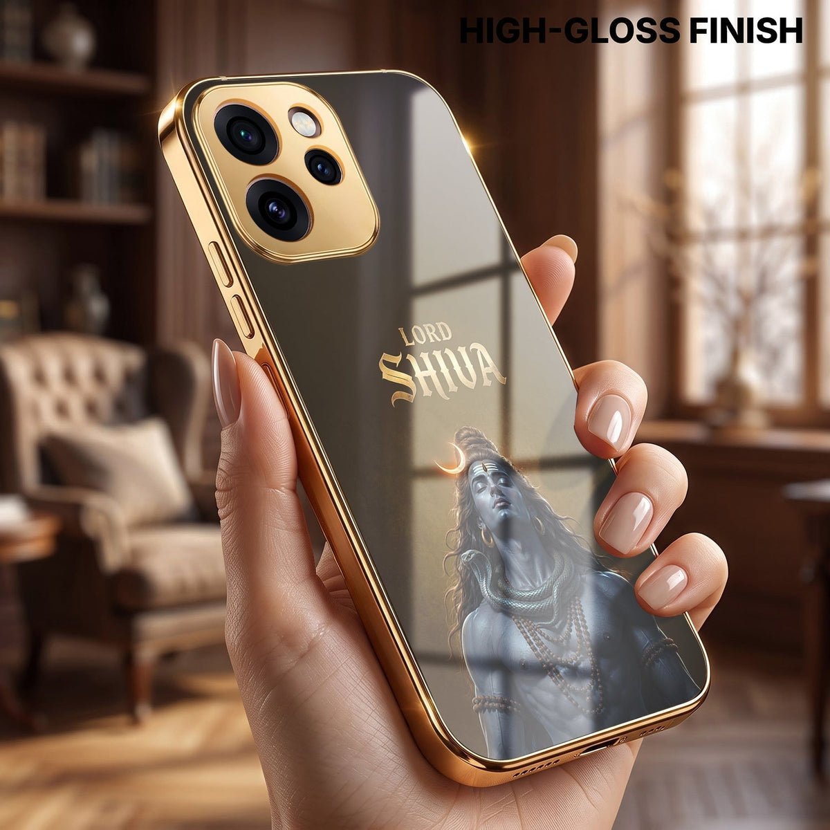 Oppo Reno 15 Pro Mini 5G Lord Shiva Gold Electroplated Glass Phone Back Case