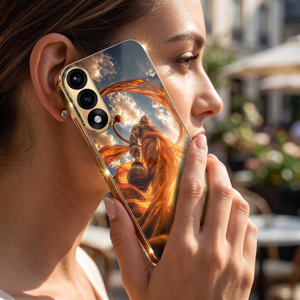 Oneplus Nord 5 5G Divine Hanuman Gold Electroplated Glass Phone Back Case