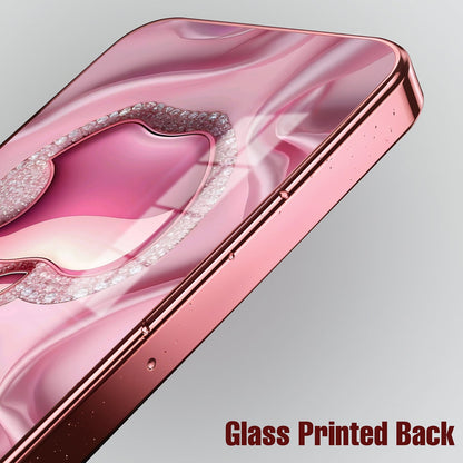 Vivo T5x 5G Luxury Apple Logo Pink Electroplated Glass Phone Back Case
