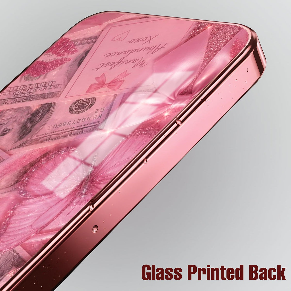 Redmi Note 15 Pro+ 5G Luxury Dollar Butterfly Pink Electroplated Glass Phone Back Case