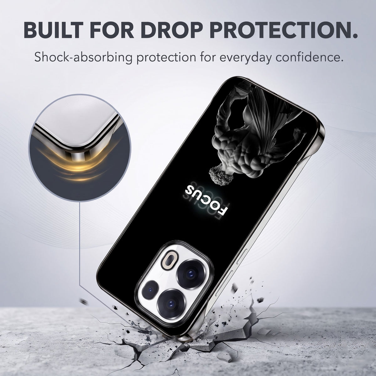 Oppo Reno 13 Pro 5G Focus Black Printed  Frameless Back Case