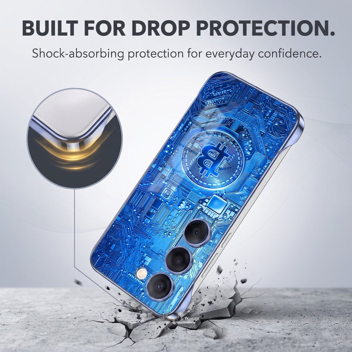 Samsung Galaxy S23+ 5G Bitcoin Blue Printed  Frameless Back Case