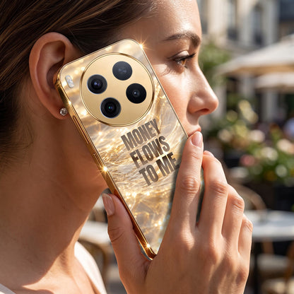Vivo X300 Pro 5G Money Flows To Me Gold Electroplated Glass Phone Back Case