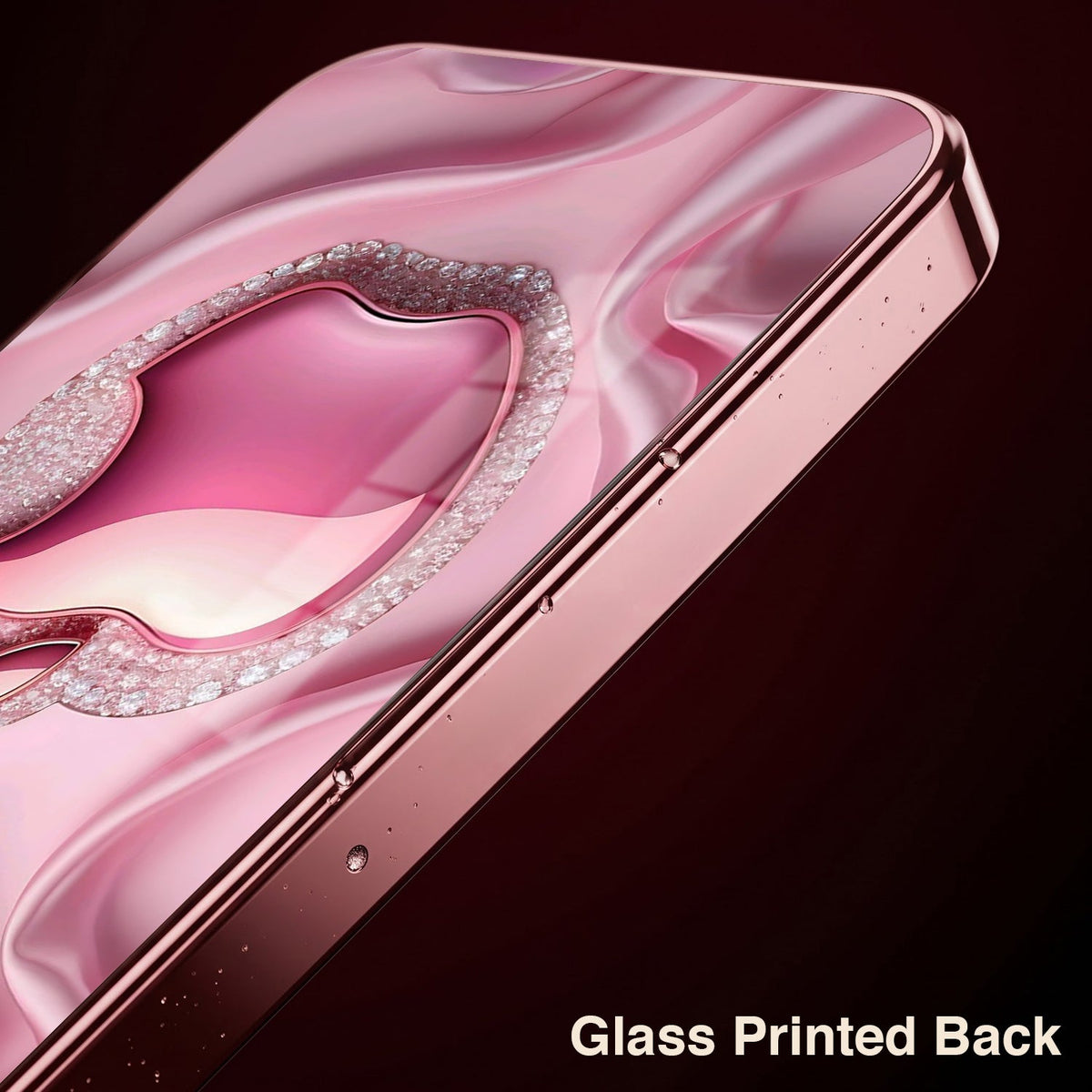 Oppo Reno 14 5G Luxury Apple Logo Pink Electroplated Glass Phone Back Case