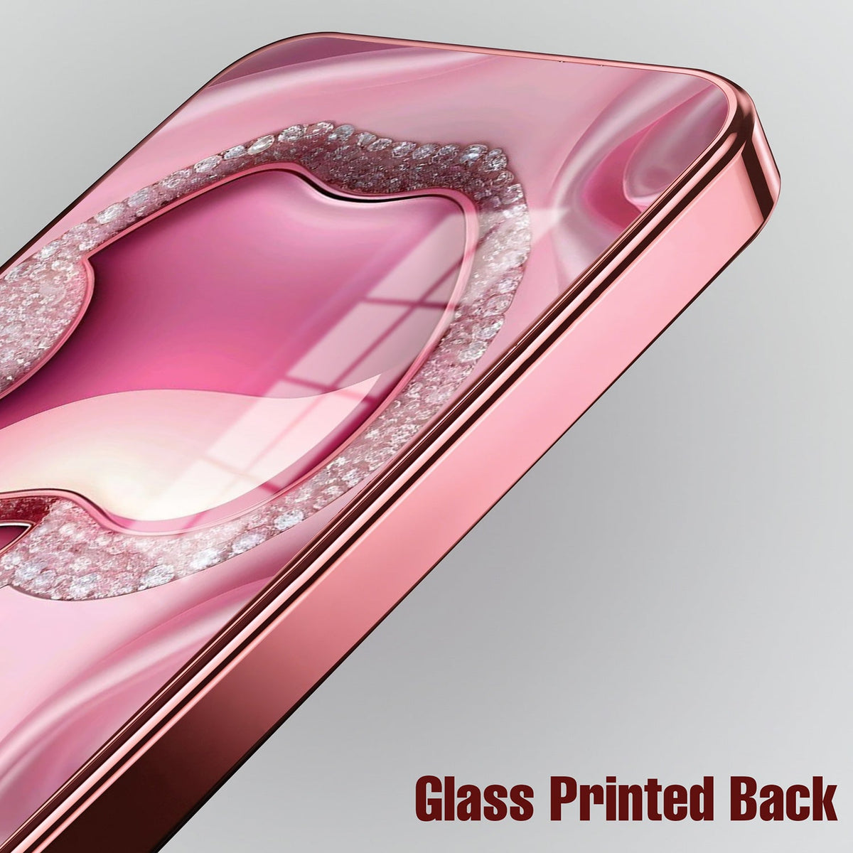 Vivo V70 5G Luxury Apple Logo Pink Electroplated Glass Phone Back Case