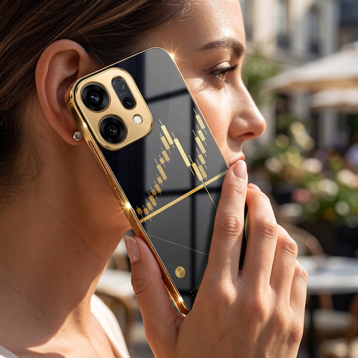 Oppo Reno 14 5G Trading Candles Gold Electroplated Glass Phone Back Case