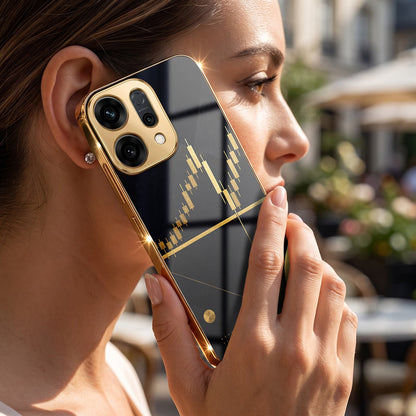 Oppo Reno 14 5G Trading Candles Gold Electroplated Glass Phone Back Case