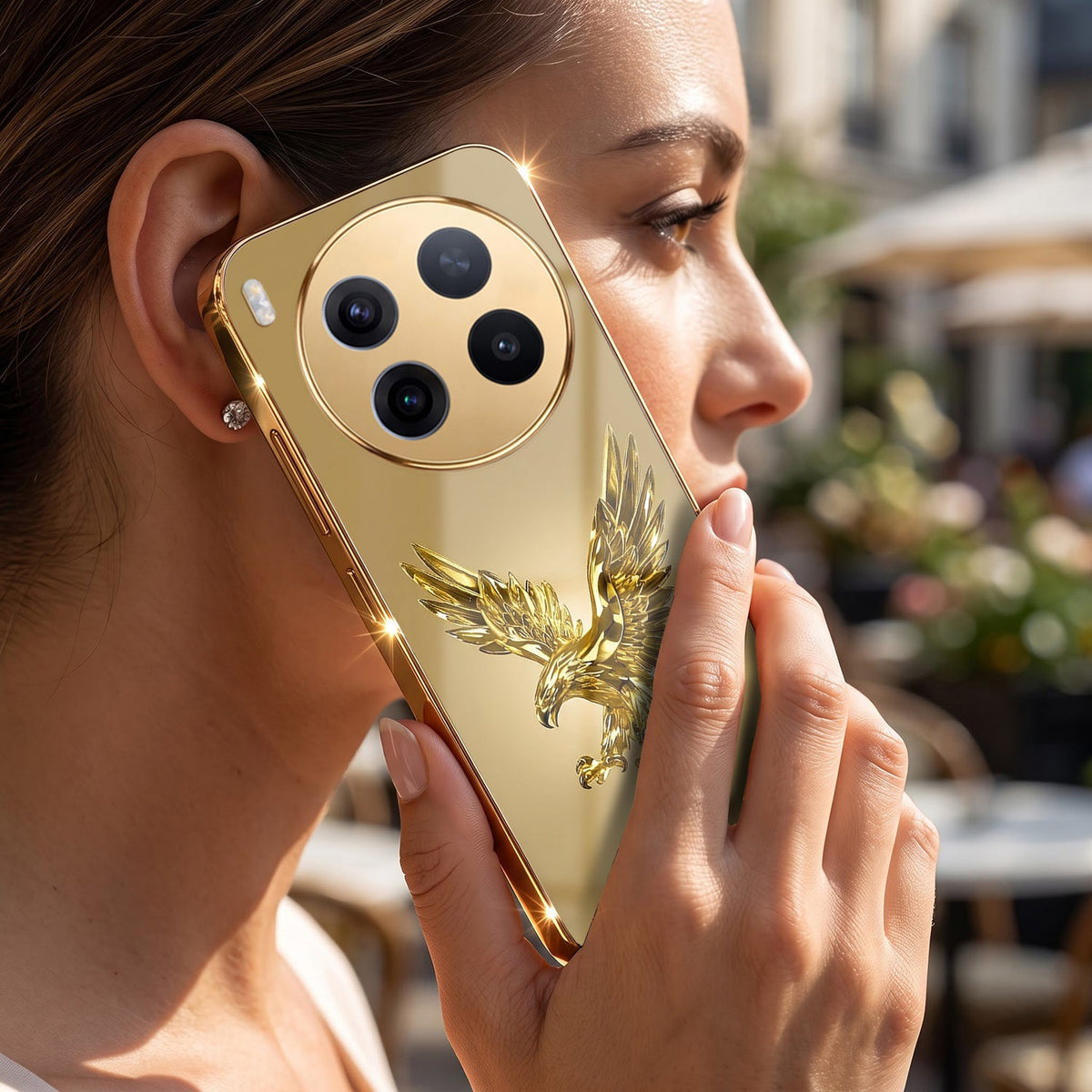 Vivo X300 Pro 5G Golden Eagle Gold Electroplated Glass Phone Back Case