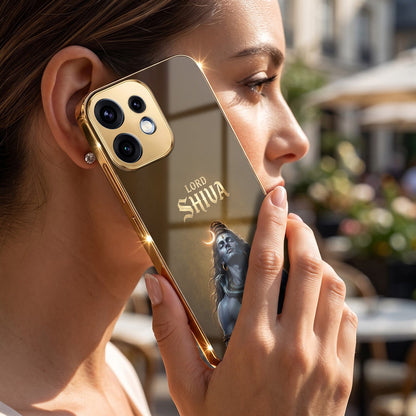 Oppo Reno 16 5G Lord Shiva Gold Electroplated Glass Phone Back Case