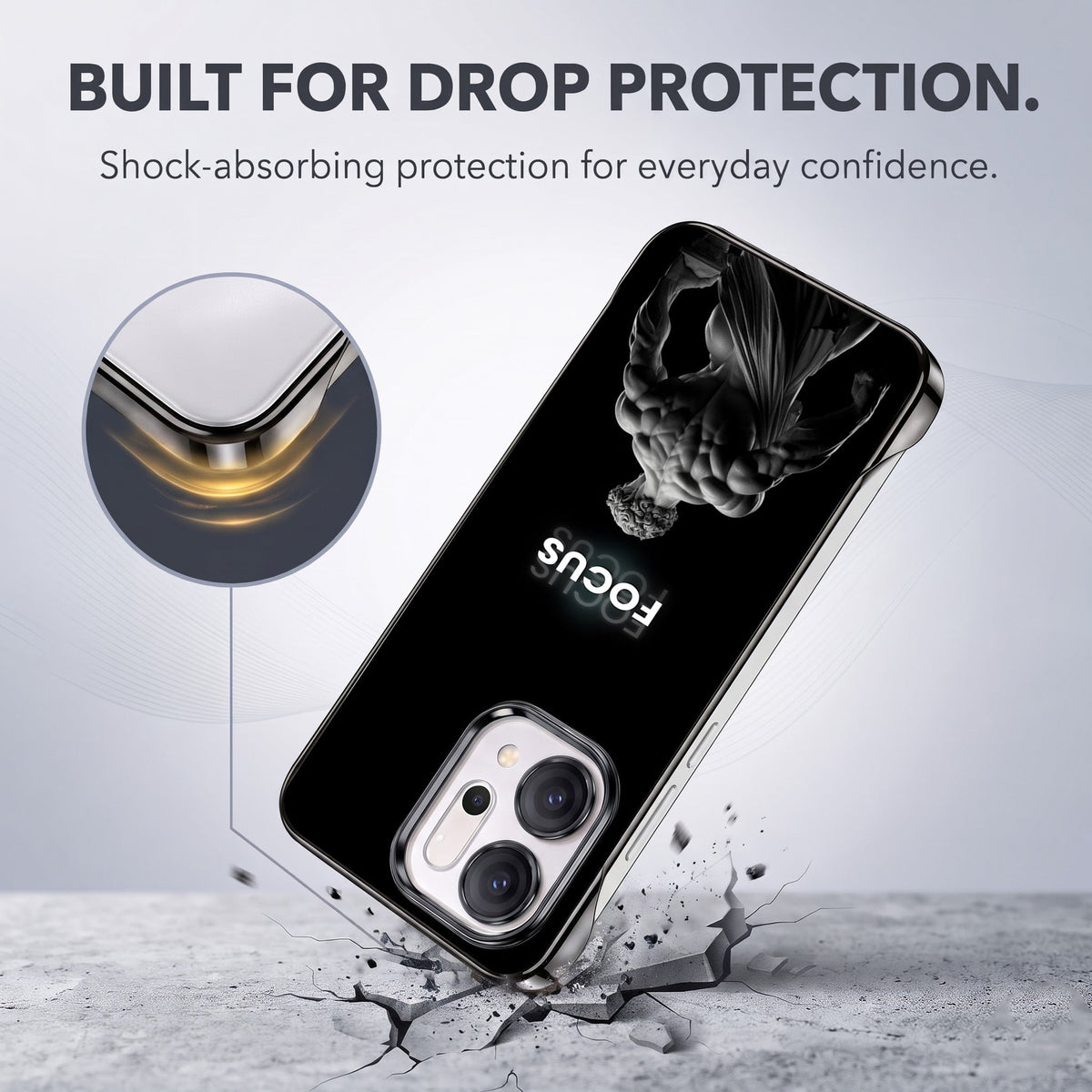 Oppo Reno 14 5G Focus Black Printed  Frameless Back Case