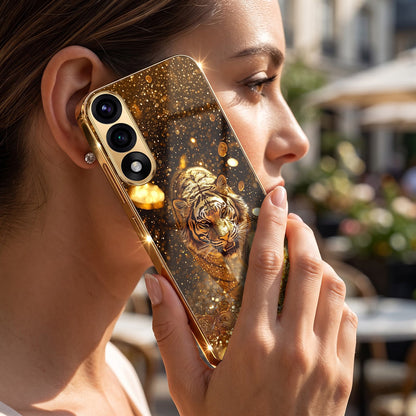 Oneplus Nord 5 5G Luxury Tiger Gold Electroplated Glass Phone Back Case