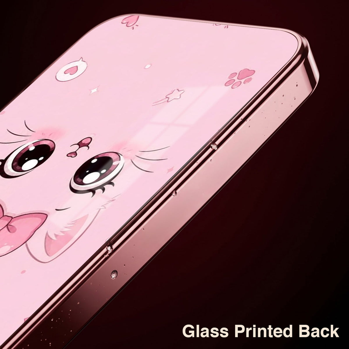 Oppo Reno 14 5G Luxury Cute Cat Pink Electroplated Glass Phone Back Case