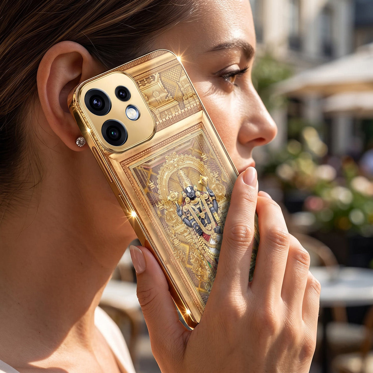 Oppo Reno 16 5G Premium Heritage Gold Electroplated Glass Phone Back Case