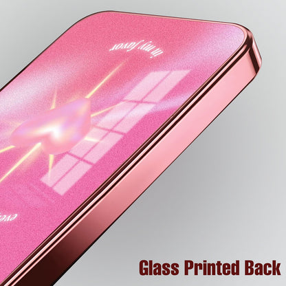 Samsung Galaxy A36 5G Luxury Glowing Heart Pink Electroplated Glass Phone Back Case