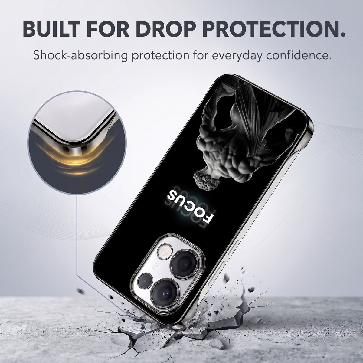 Oppo Reno 13 5G Focus Black Printed  Frameless Back Case