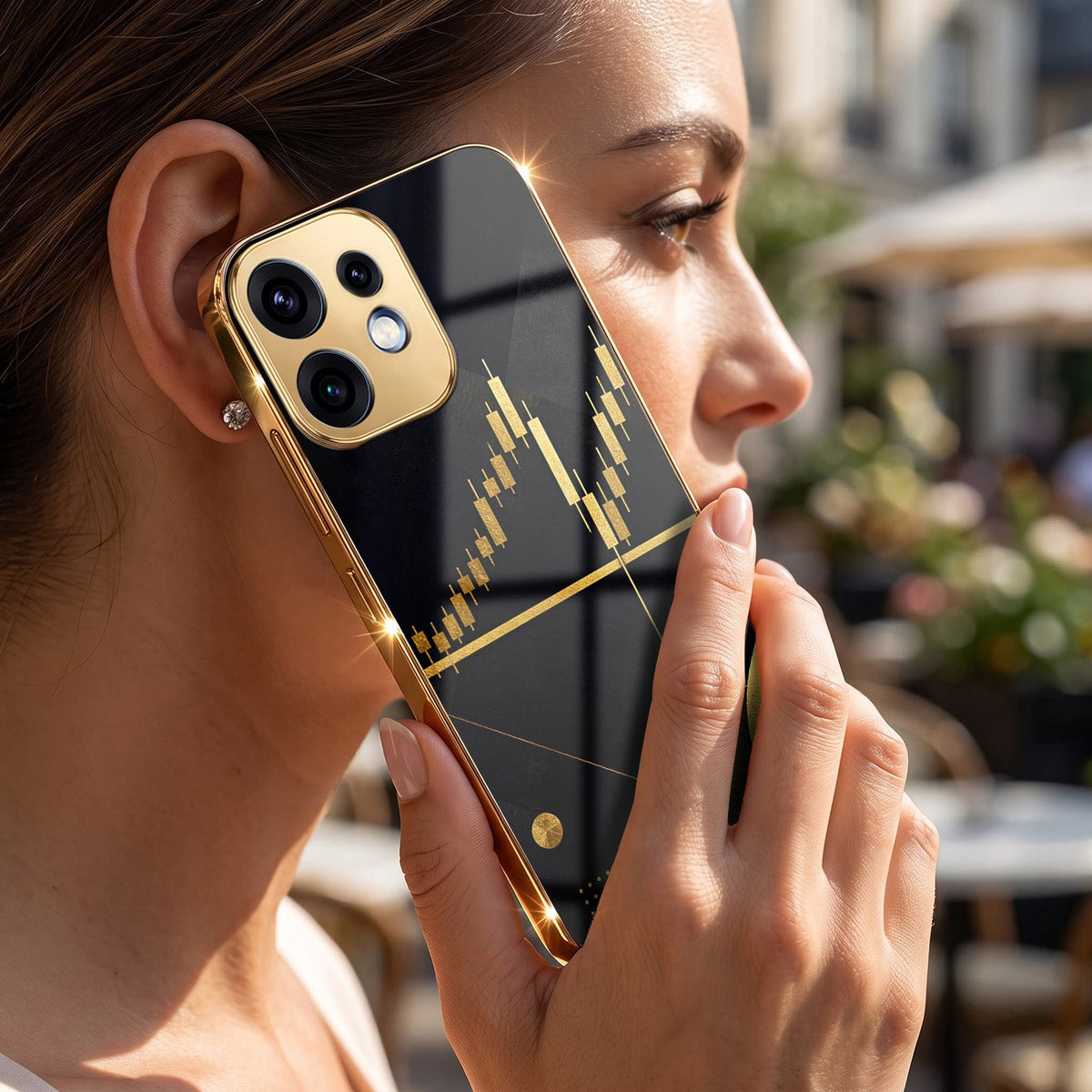 Oppo Reno 16 5G Trading Candles Gold Electroplated Glass Phone Back Case