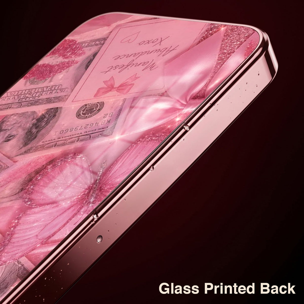 Oppo Reno 14 5G Luxury Dollar Butterfly Pink Electroplated Glass Phone Back Case
