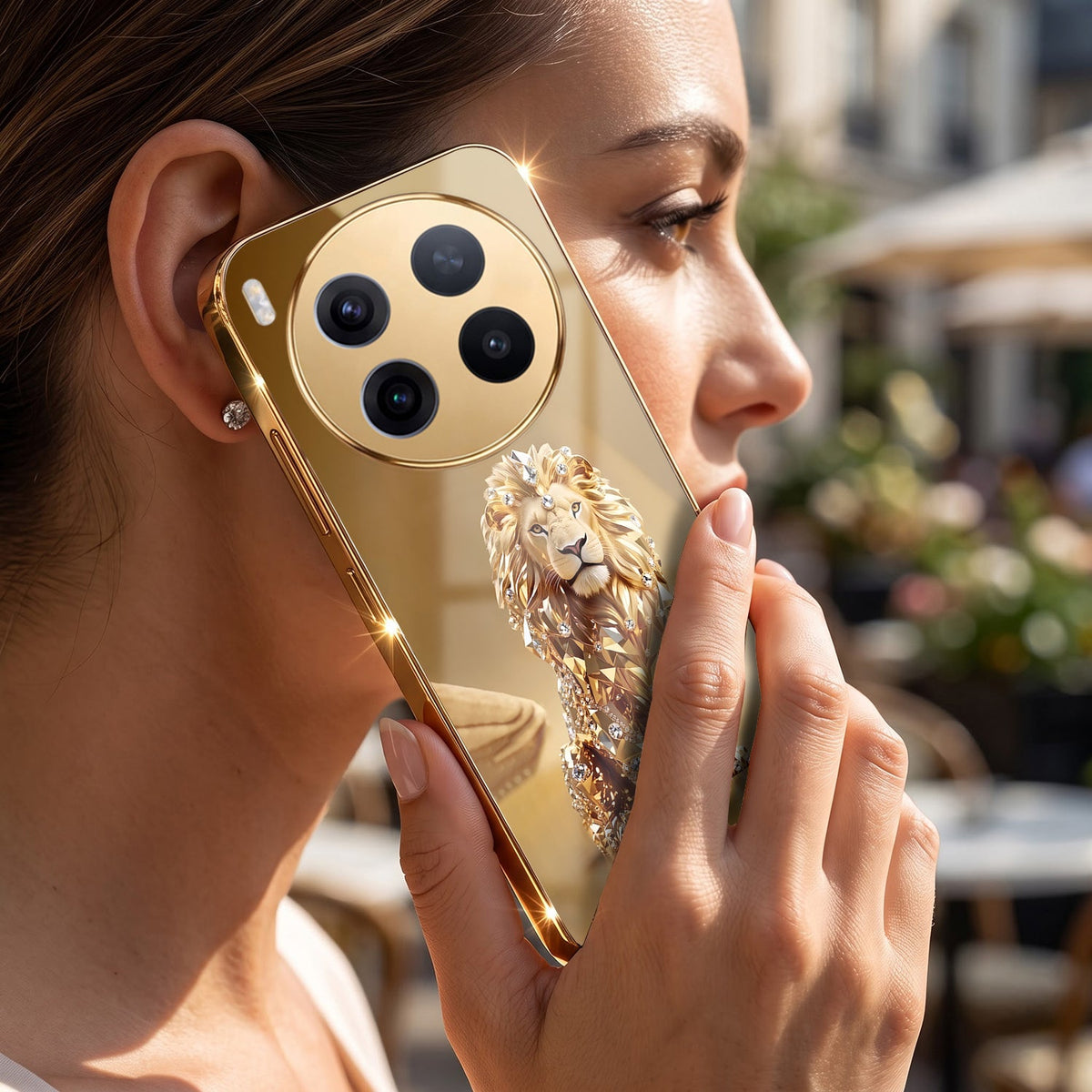 Vivo X300 Pro 5G Luxury Lion Gold Electroplated Glass Phone Back Case