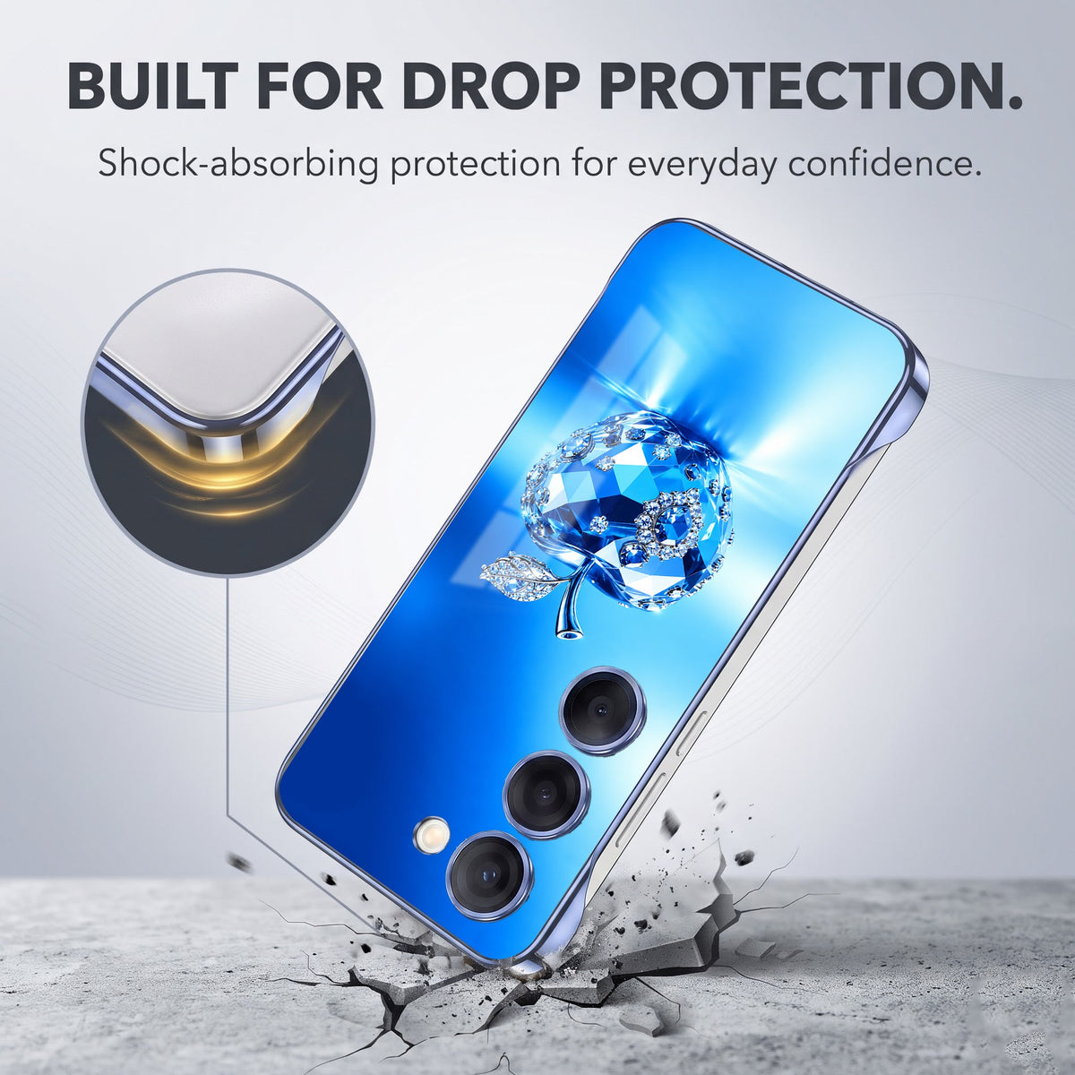 Samsung Galaxy S23+ 5G Luxery Apple Blue Printed  Frameless Back Case