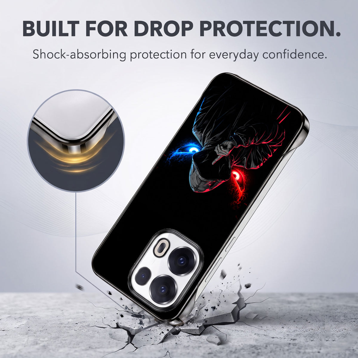 Oppo Reno 13 Pro 5G Hooded Shadow Black Printed  Frameless Back Case