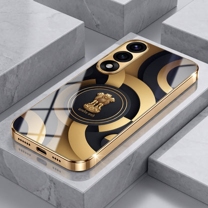 Oneplus Nord 5 5G Royal Emblem Gold Electroplated Glass Phone Back Case