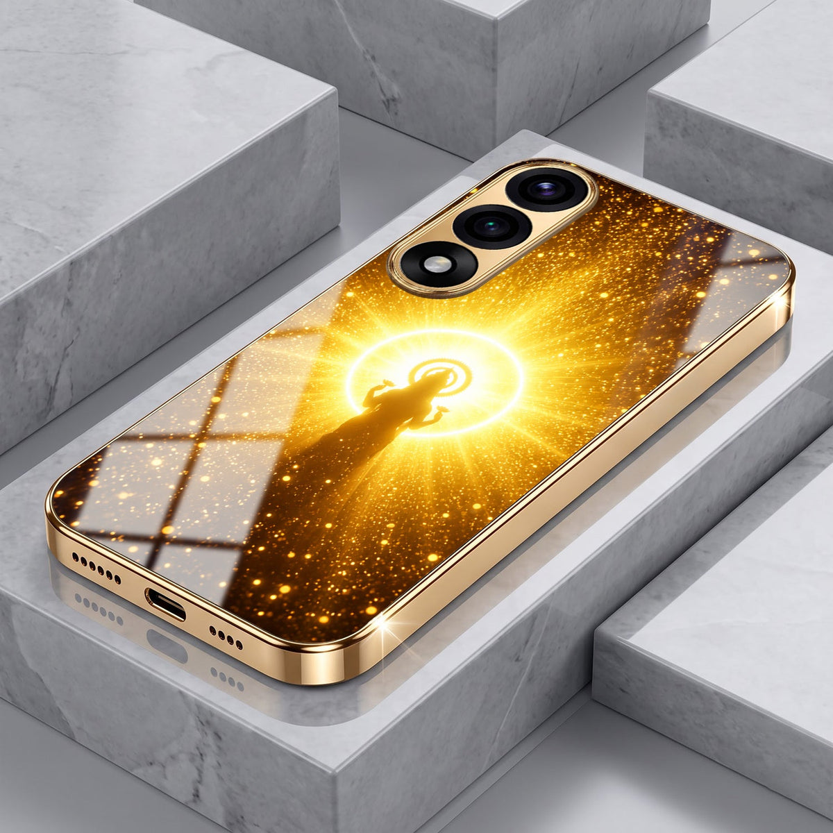 Oneplus Nord 5 5G Lakshmi Sacred Gold Electroplated Glass Phone Back Case